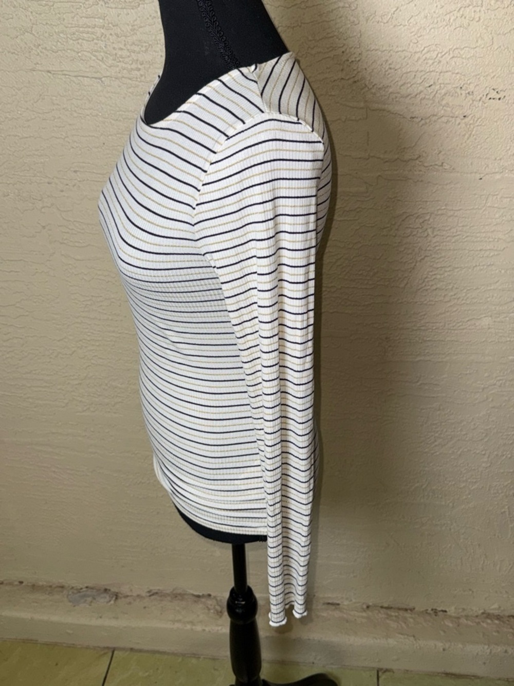 Boden Striped Ribbed Top Parisian Chic Quiet Luxury Coastal Classic-Sz 4 - Picture 5 of 9